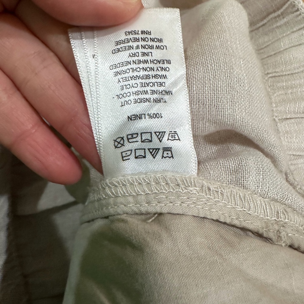 Joie Jogger Pants Beige 100% Linen Wide Pull On Beach Minimalist Women’s XL - Picture 5 of 6